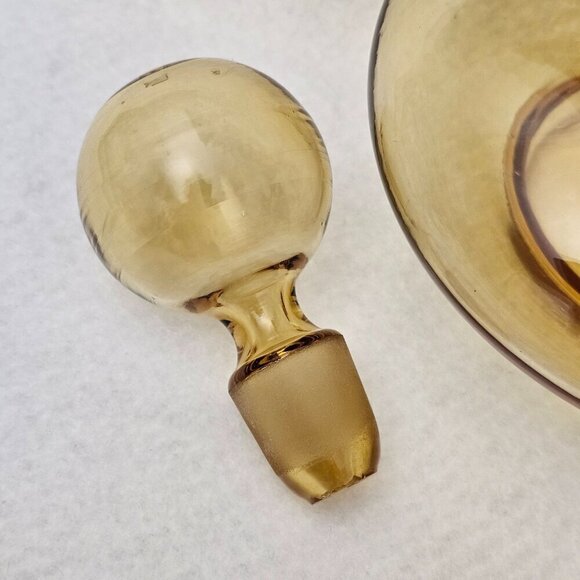 Pitman Dreitzer Peedee 8” Amber Gourd Squat Body Glass Decanter Vintage Bottle - Picture 9 of 9